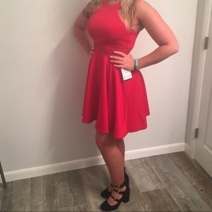 City studio fit and flare red dress